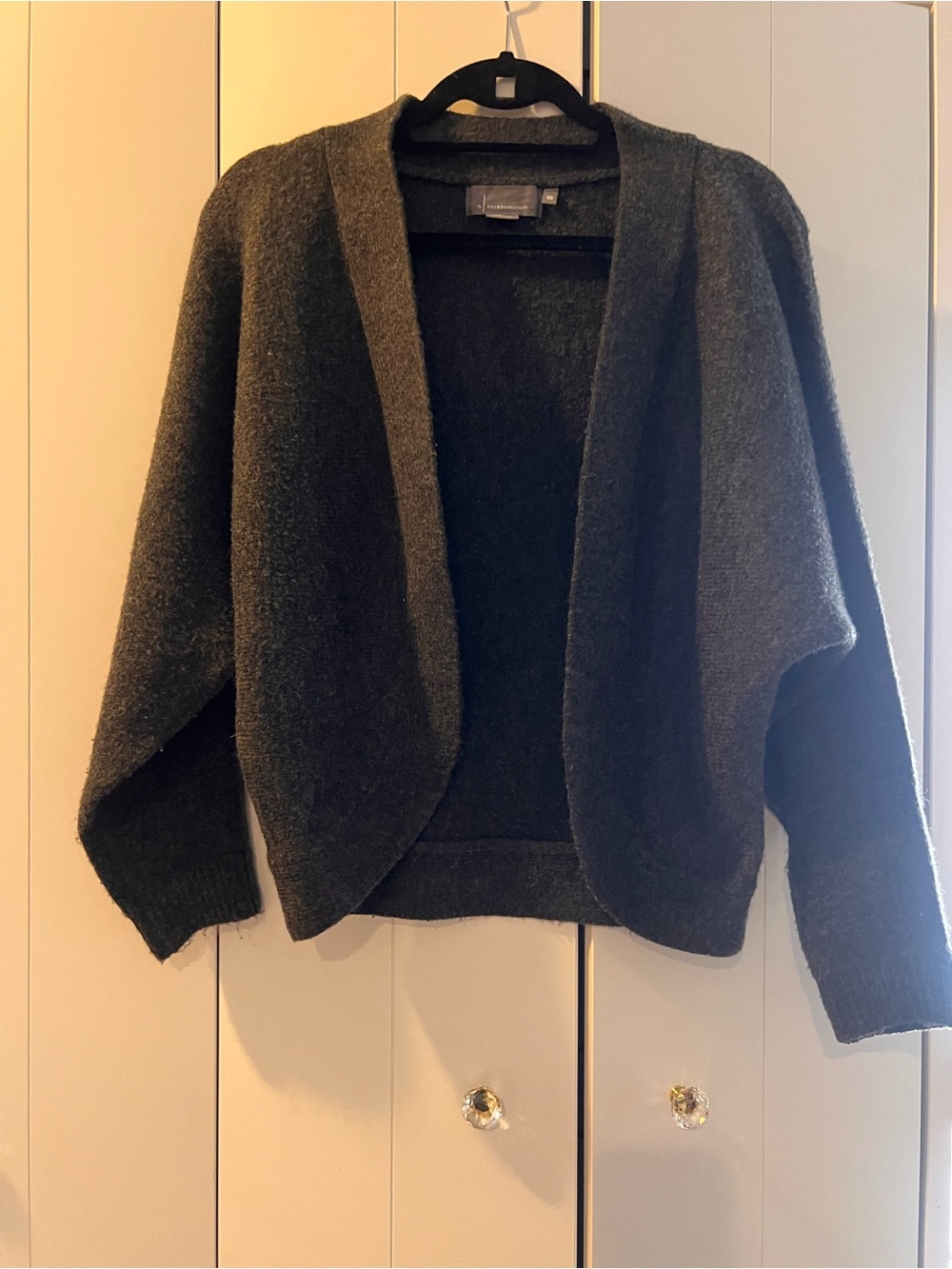 NWOT Anthropologie Open-Front Cozy Women's Sweater Cardigan - Dark Gray
